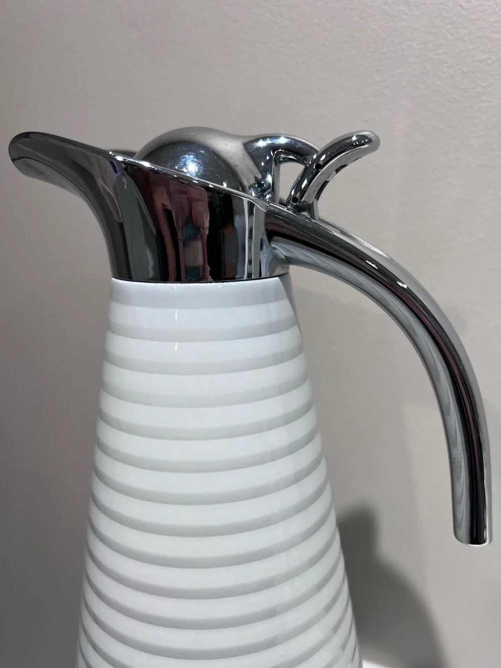 Vintage 1970s Balduzzi Italy White Chrome Thermal Coffee Carafe Pitcher MCM